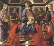 Sandro Botticelli, Madonna enthroned with Child and Saints (Mary Magdalene,John the Baptist,Cosmas and Damien,Sts Francis and Catherine of Alexandria)